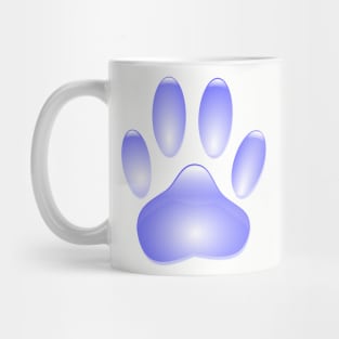 Blue Glass Dog Paw Print Mug